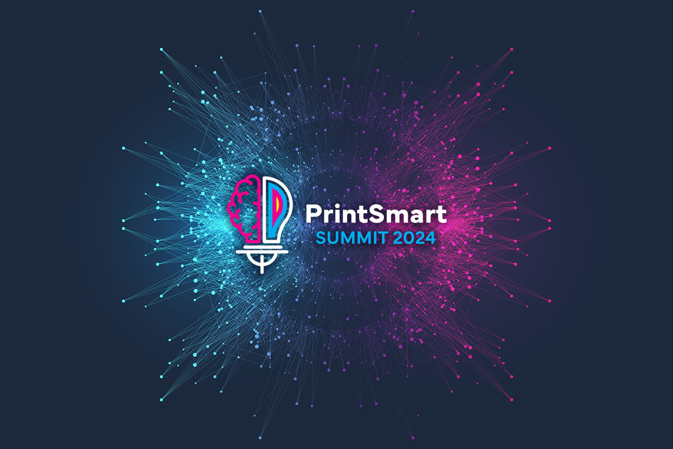 PrintSmart logo on an AI background