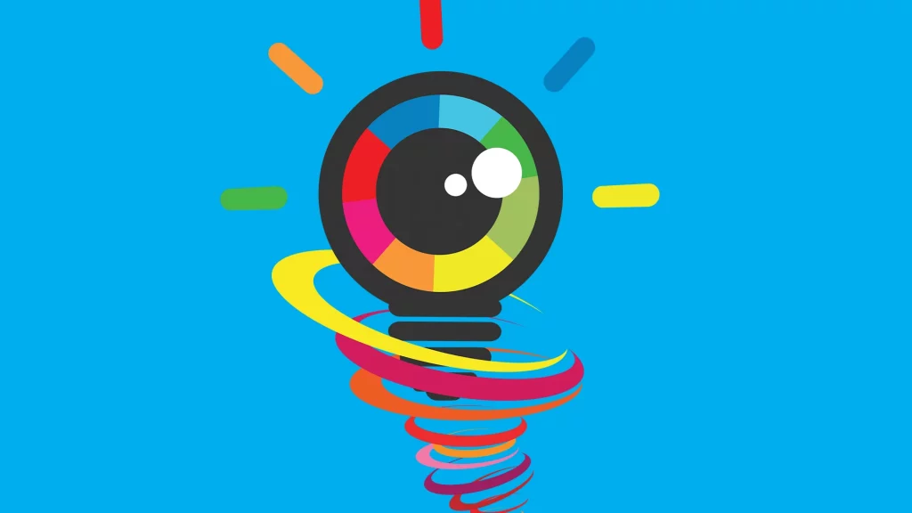 An colorful idea eye shaped like a lightbulb